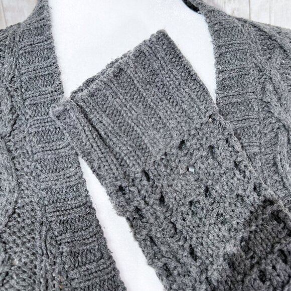 Women's Decree Sweater Cardigan | Gray | Open-Knit | Large | Long | Button-Up - Picture 6 of 13
